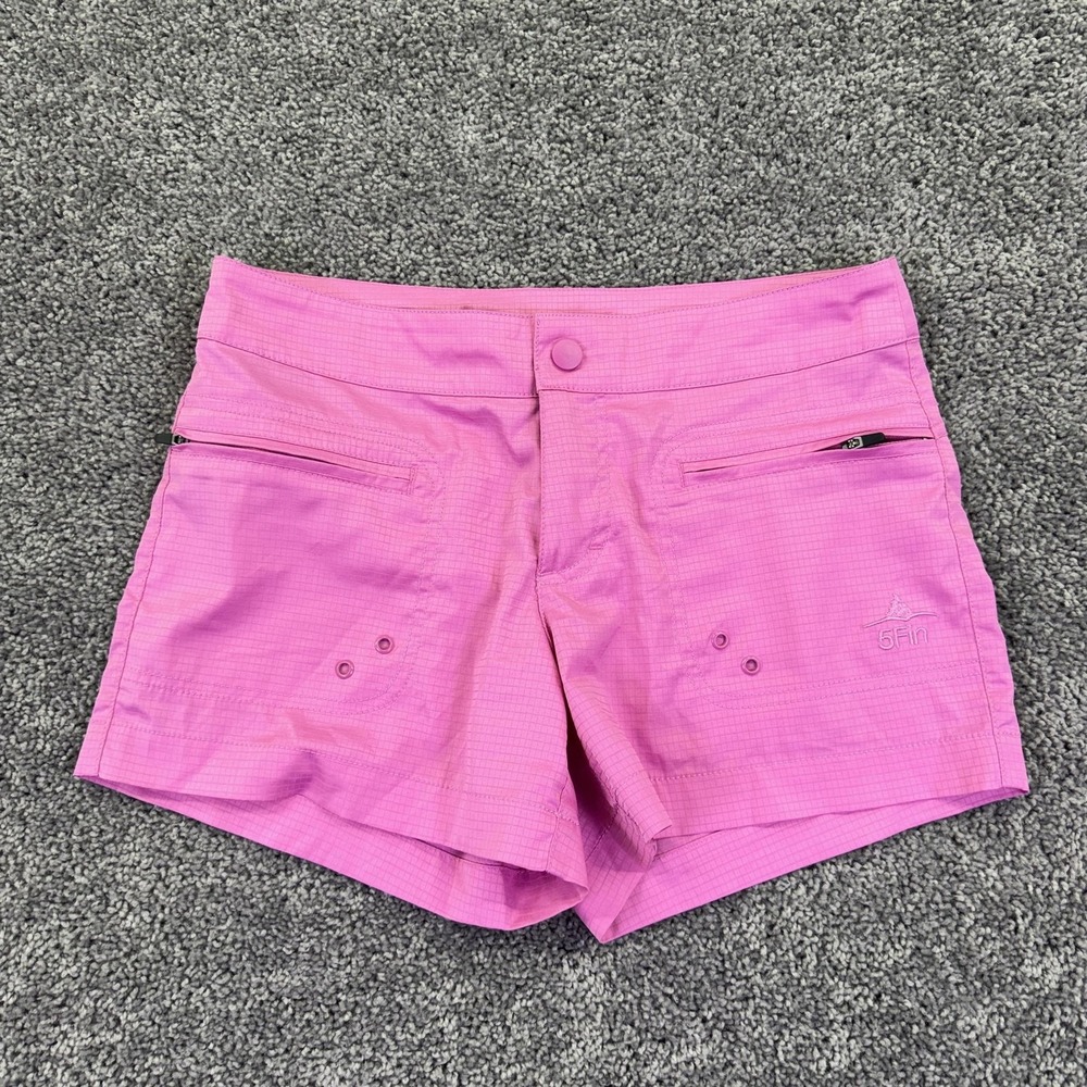 5Fin Shorts Womens 4 Pink Board Swim Quick Dry Zip Pocket Beach Surf Casual